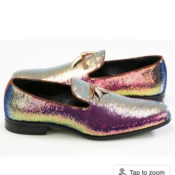 ROSE PEARL/GOLD SEQUIN DRESS LOAFER ABSOLUTELY STUNNING MOTHER OF PEARL SHINE - Picture 3 of 9